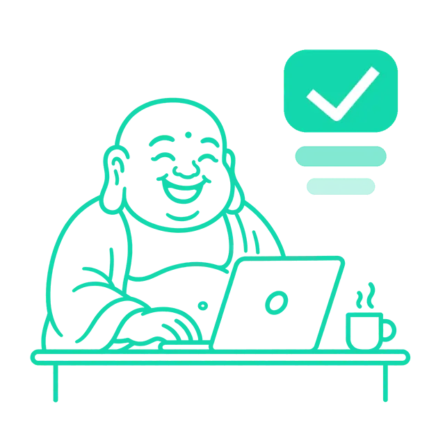 Illustration of Budai, the laughing Buddha, holding a sack